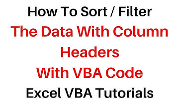 Sort Filter Column With Headers In Excel VBA ver 16 0