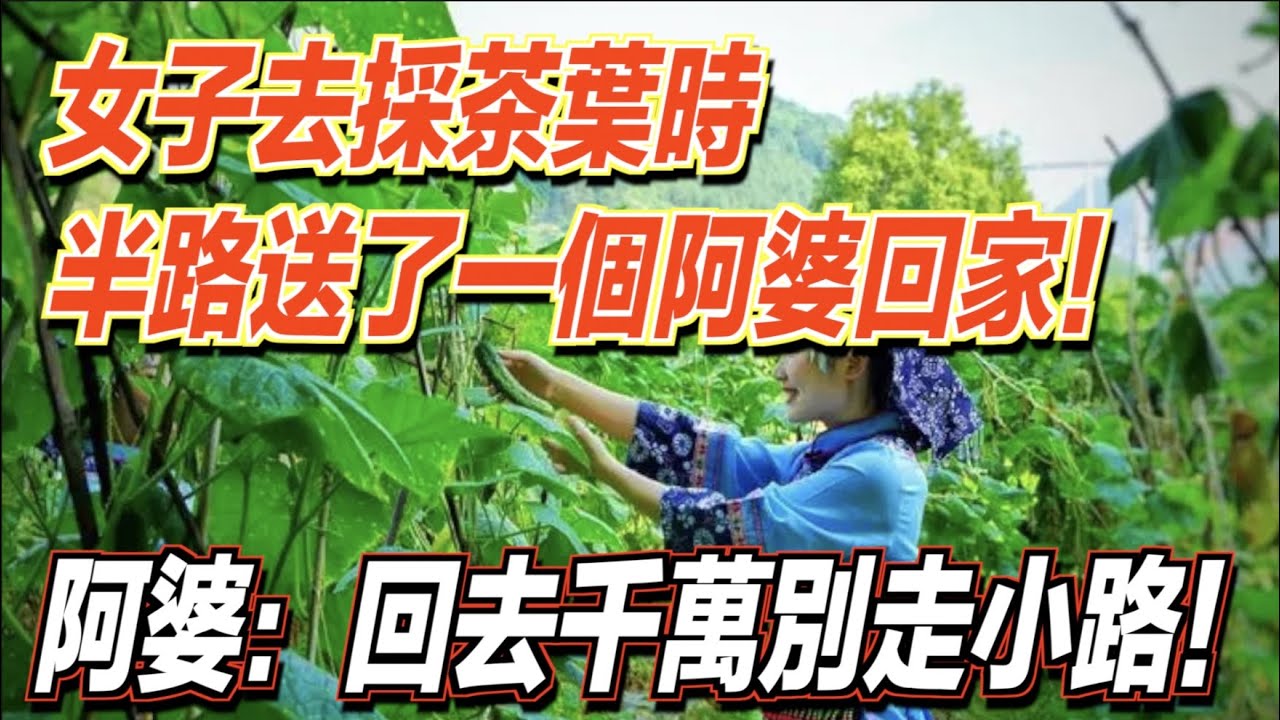 女子去採茶葉時，半路送了一個阿婆回家！阿婆提醒說：回去千萬別走小路！ ｜道聽途說