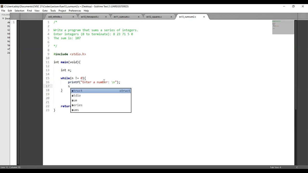 Computing sum of integers until 0 is entered in C