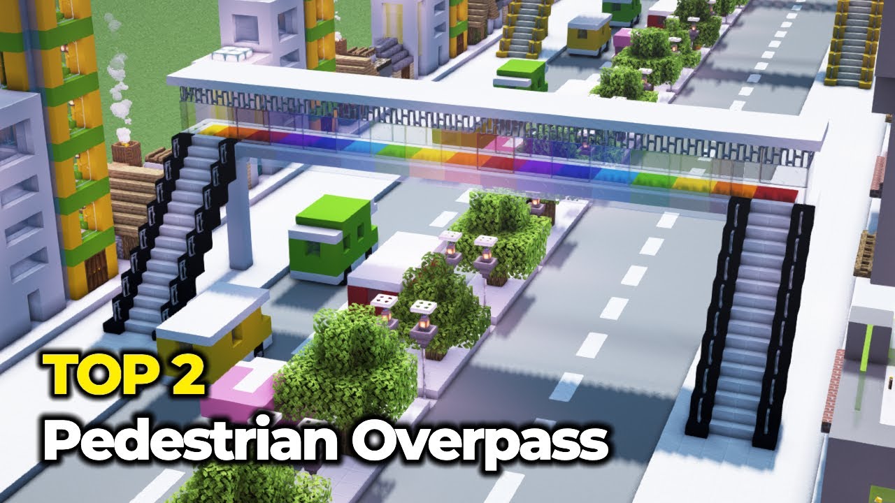 Minecraft Overpasses TOP 2+ Pedestrian Overpass #2 🚙 || Minecraft Building Tutorial - YouTube
