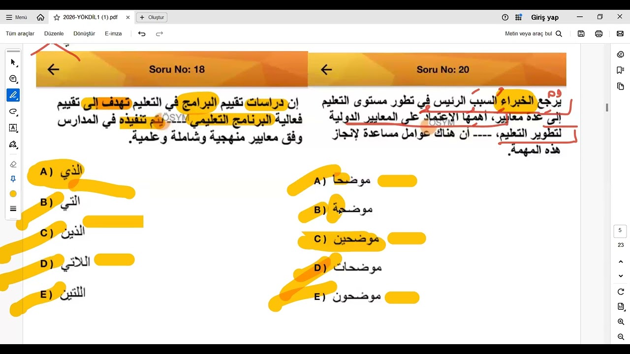 2026 YÖK-DİL İLKBAHAR ARAPÇA ( 2 )