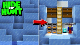 I made a secret Minecraft ICE MOUNTAIN base! (Hide Or Hunt)