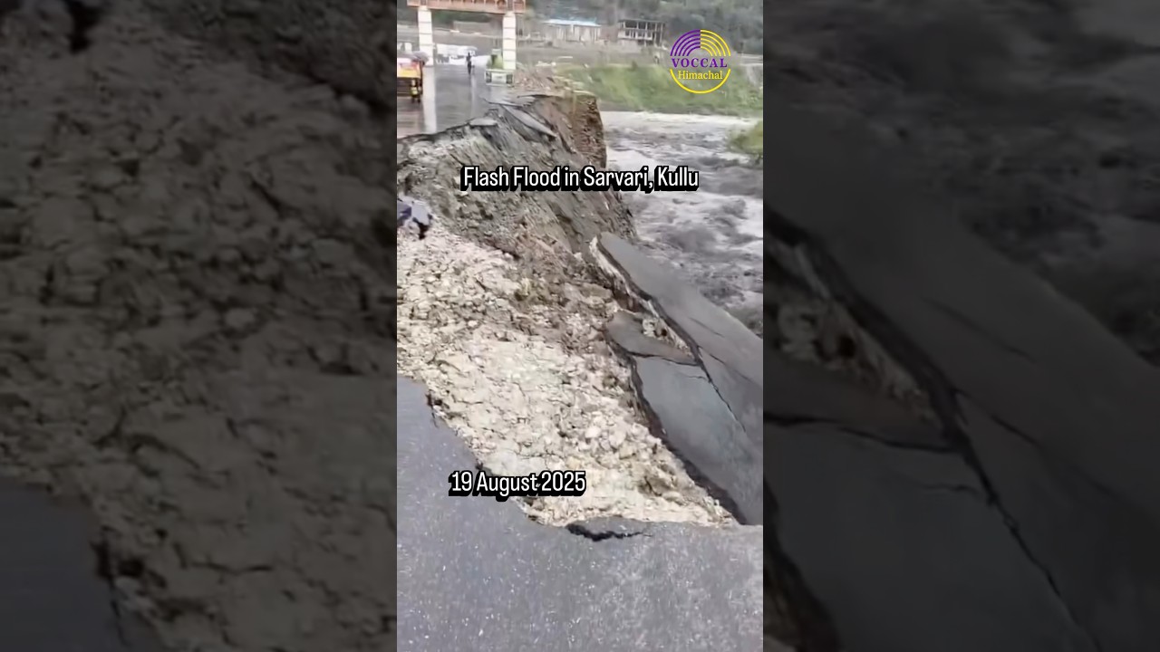 Flash Flood in Sarvari, Kullu | Road Collapses, Cracks Near Bhootnath Temple | Himachal news