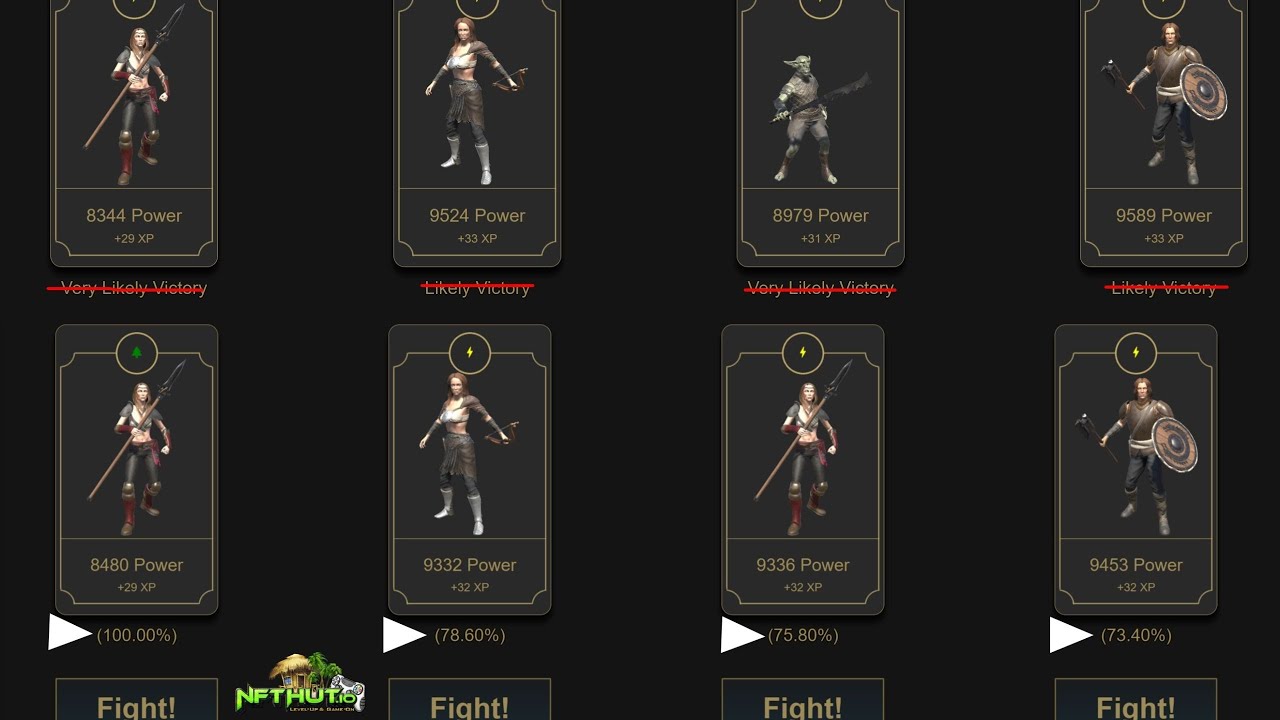 Cryptoblades Win % indicator - No more guessing % win rates on Fights.