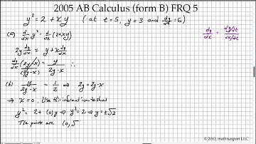 2005 AB Calculus form B FRQ 5