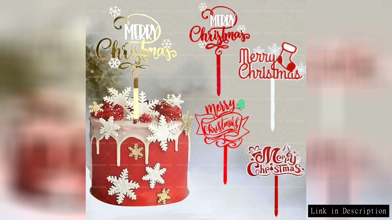 3pcs/6pcs Merry Christmas Cake Topper Red Santa Claus Acrylic Happy Birthday Cake Topper Christmas G