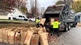 Shaw Rubbish Garbage Truck VS Leaf Bag Piles
