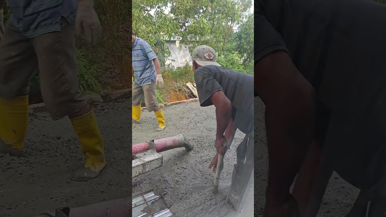 Proses pengecoran dak lantai 1