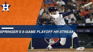 Watch all of george springer's five home runs from his last playoff
games after another run in game 1 the alds vs. indians about major
leagu...