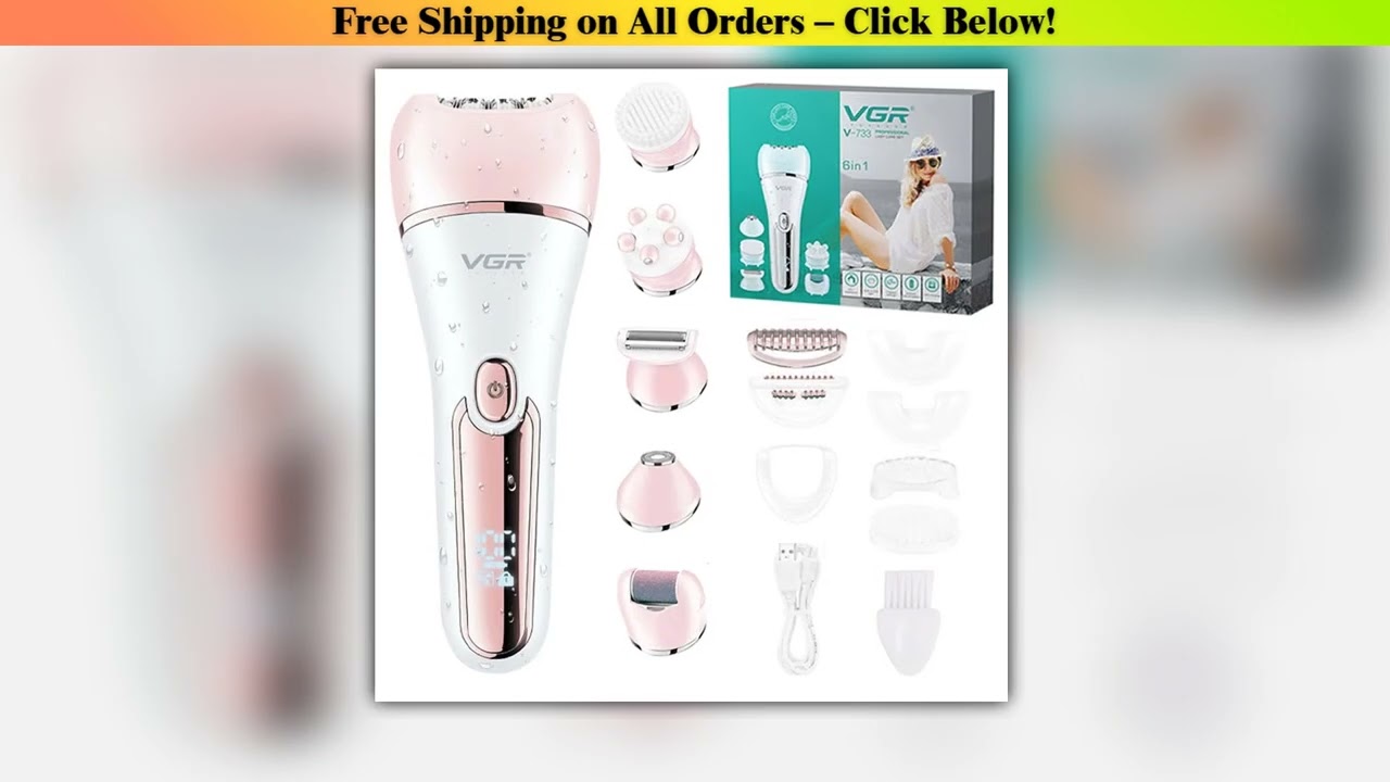 Original VGR  Electric Women Epilator Female Shaver Leg Body Hair Removal Lip Chin Depilatory Lady
