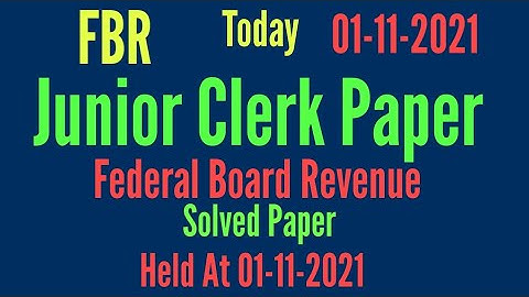 UDC (Upper Division Clerk) FBR Fully Solved Paper | Held at 01-11-2021 | Today FBR Solved Paper