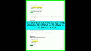 NRP CERTIFICATION PRACTICE TEST 2026 NEONATAL RESUSCITATION PROGRAM ALL YOU NEED TO KNOW VIDEO2026
