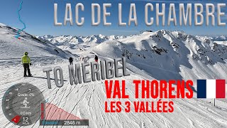 [4K] Skiing Val Thorens to Méribel, Lac de la Chambre - End of Day, Les3Vallées France, GoPro HERO11