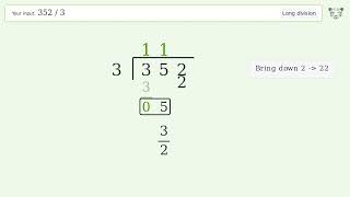 Long Division Problem 352/3: Step-by-Step Video Solution