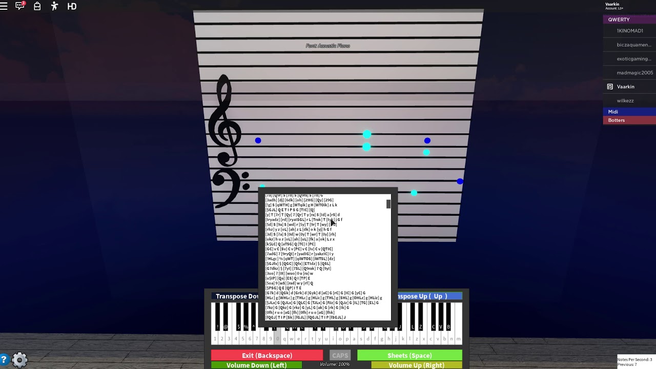 ROBLOX VIRTUAL PIANO (UNKNOWN SONG) (QWERTY) YouTube