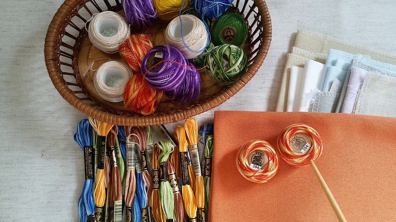 Равномерные ткани, меланж ДМС и Bucilla (покупки)