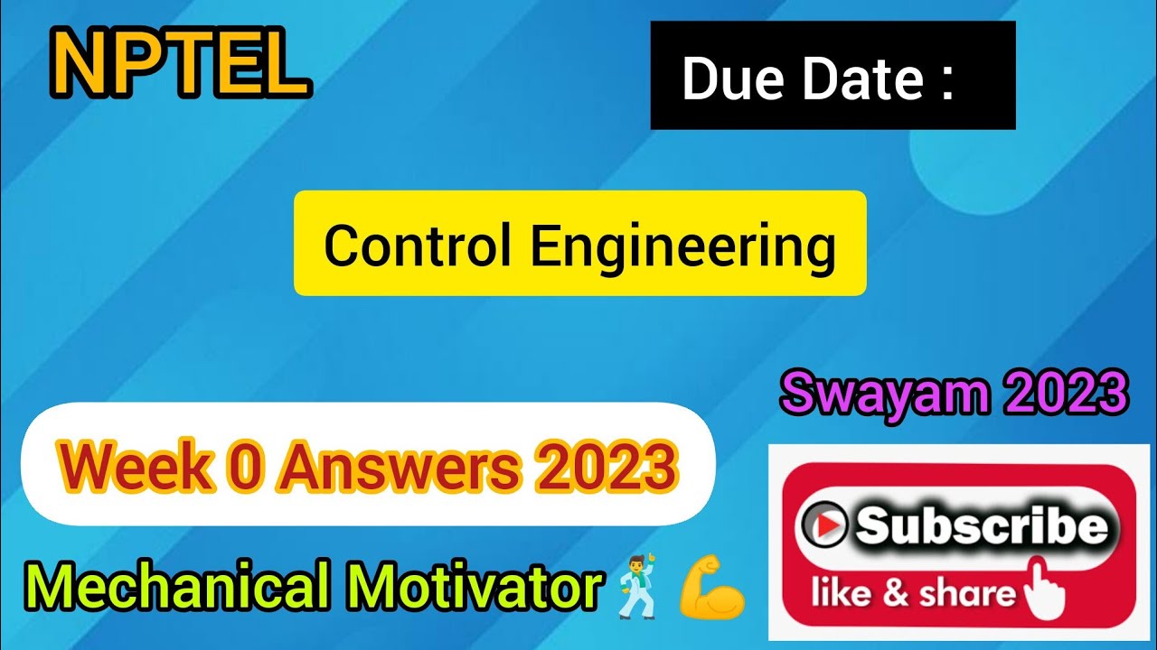 Control Engineering | Week 0 Quiz | Assignment 0 Solution | NPTEL | SWAYAM 2023