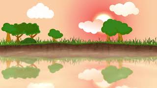 Animated Cartoon background video loop  - River Bank Sunset -  Free to Use - No Copyright