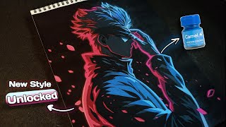 I Made A Huge Glow Art With Postercolors Drawing Gojo Satoru