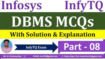 DBMS MCQs | InfyTQ 2023 DBMS MCQs | DBMS MCQs Solution & Explanation | Database MCQs | Part-8