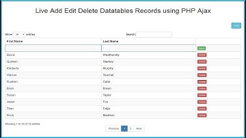 Datatables Live Records Add Edit Delete using PHP Ajax JQuery