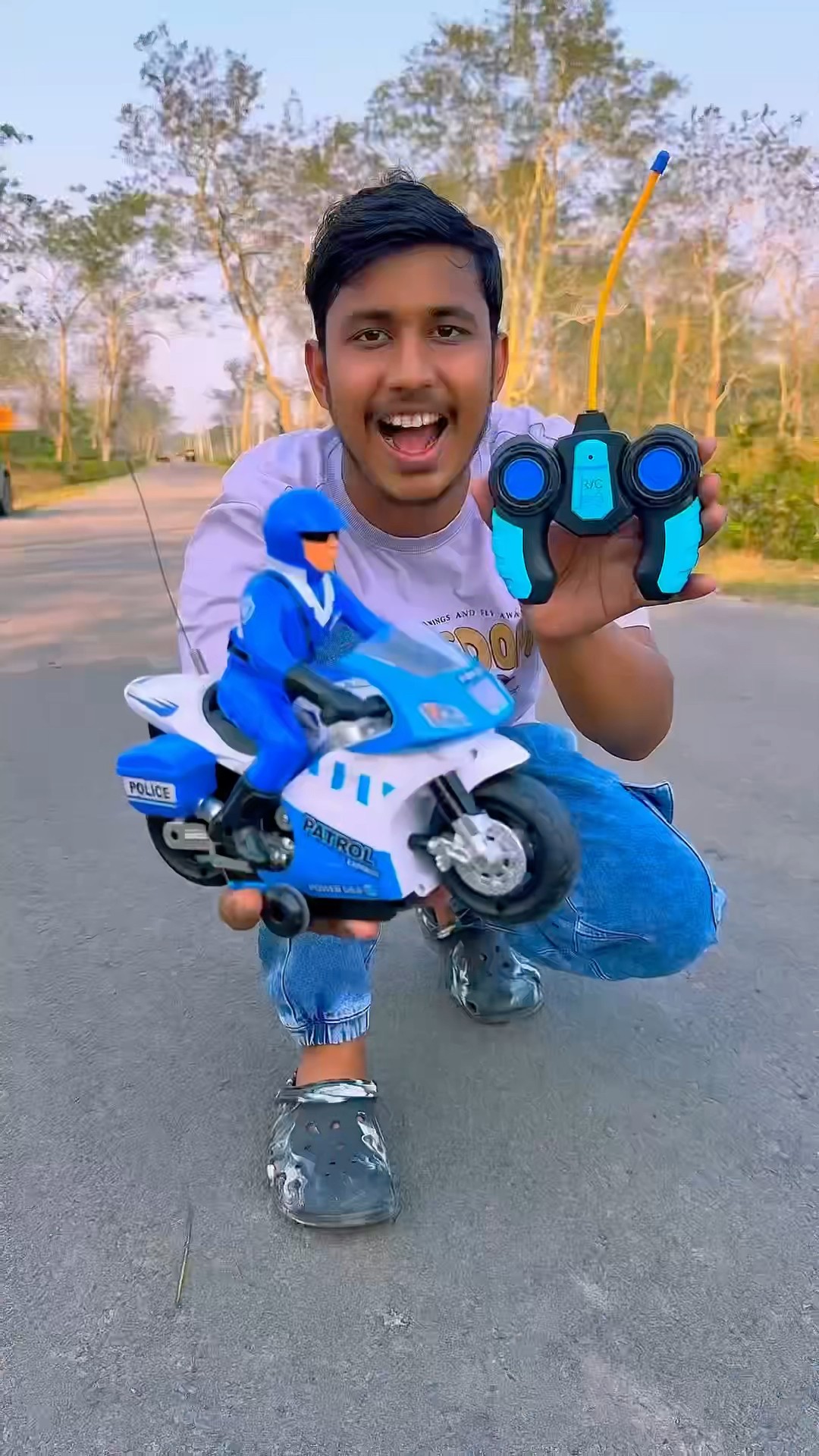 Police bike remote control blue colour