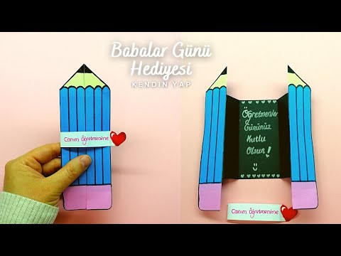 ÖĞRETMENLER GÜNÜ HEDİYESİ 🎁 SÜRPRİZ KALEM KART ✏️ TEBRİK KARTI YAPIMI