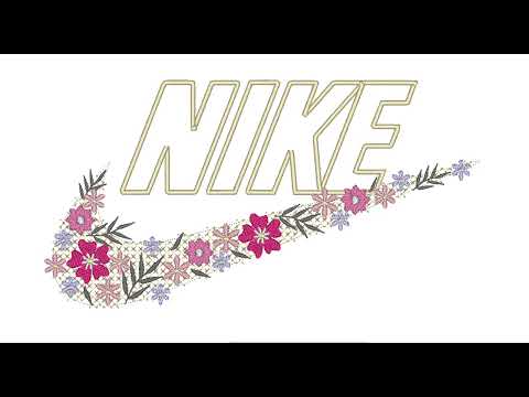 Nike floral logo machine embroidery design files embroidering process