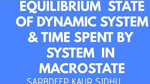 Lec 4 /EQUILIBRIUM  STATE OF DYNAMIC SYSTEM AND TIME SPENT BY SYSTEM  IN A GIVEN MACROSTATES
