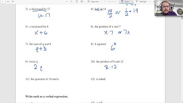 Variable and Verbal Expressions Algebra 1 Kuta Worksheet Series