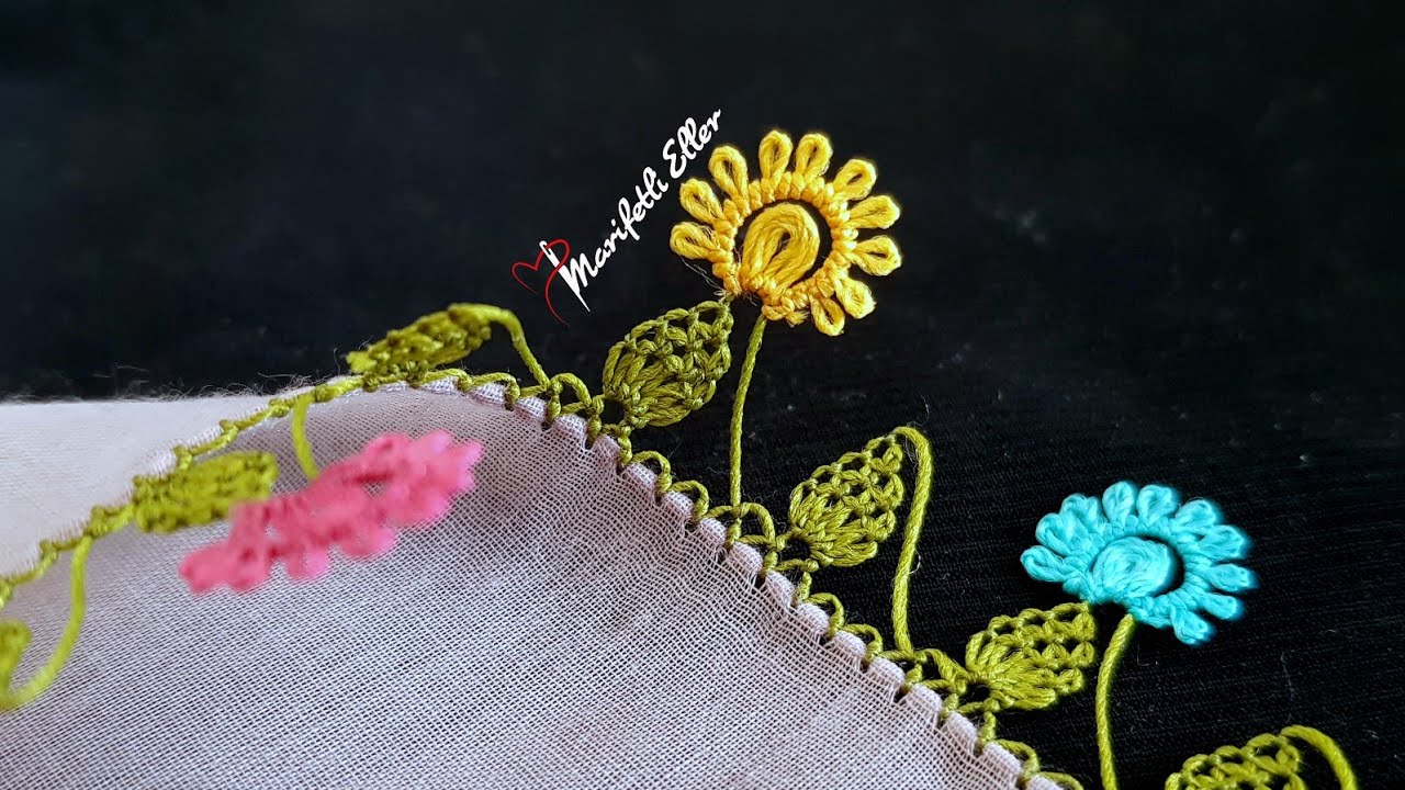 Yuvarlak Desenli ve Çiçek Desenli Yazmalar İçin Çıtı Pıtı Bir İğne Oyası Modeli | 990. Model