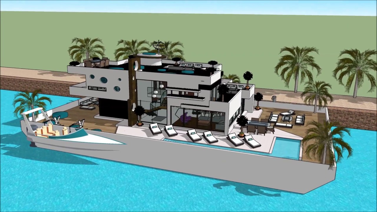 Grand designs Thames floating house London Great Britain the floating