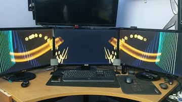 Winamp milkdrop on a 3 monitor setup