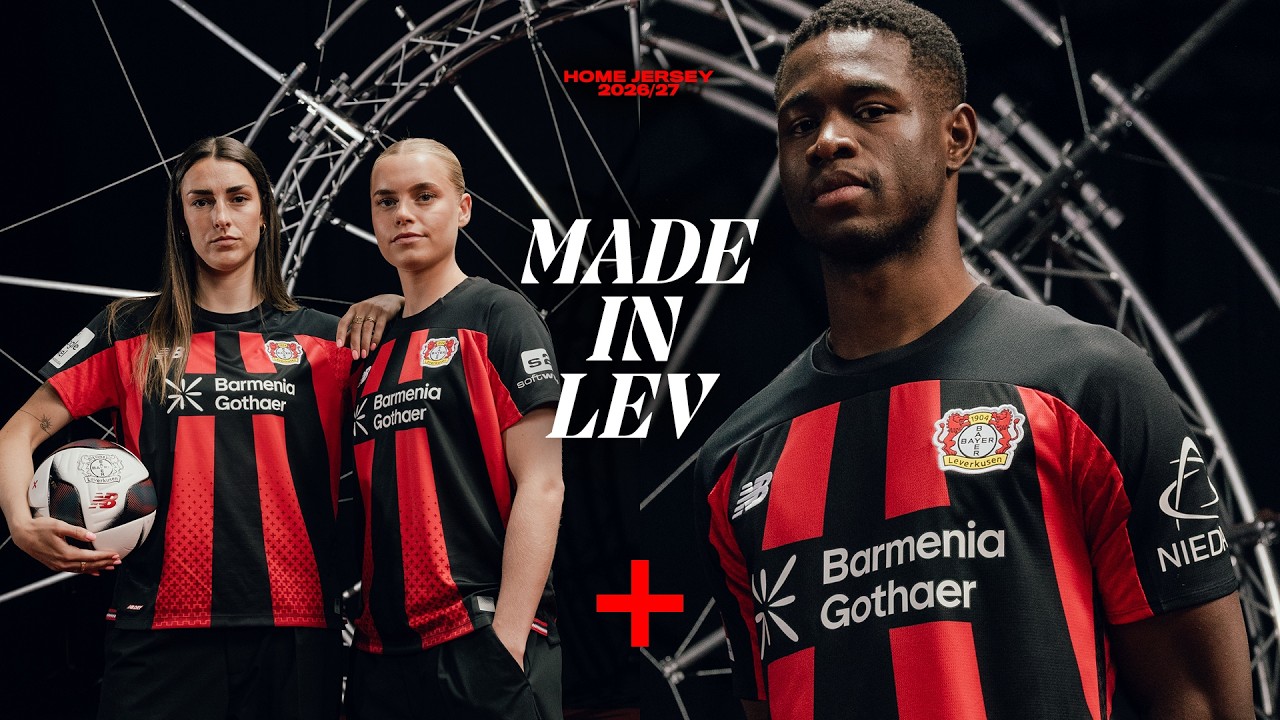 The new Bayer 04 home jersey: Back to the classic striped design for 2026/27