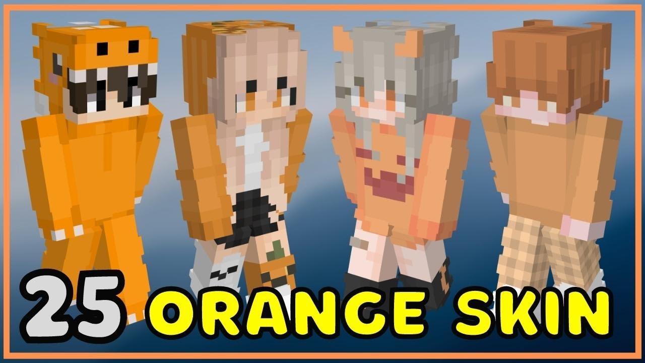 SKIN MINECRAFT WARNA ORANYE ORANGE MINECRAFT SKINS (BOY AND GIRL SKIN
