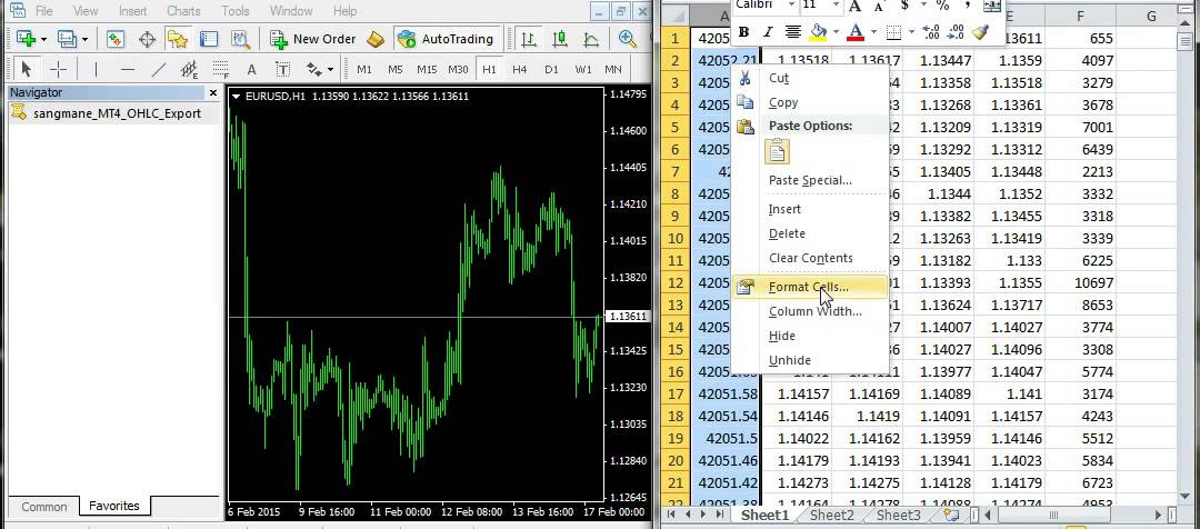 export forex data to excel