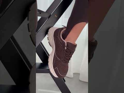 Акцентні міксові шоколадні кросівки натуральна шкіра+сітка, видео 1