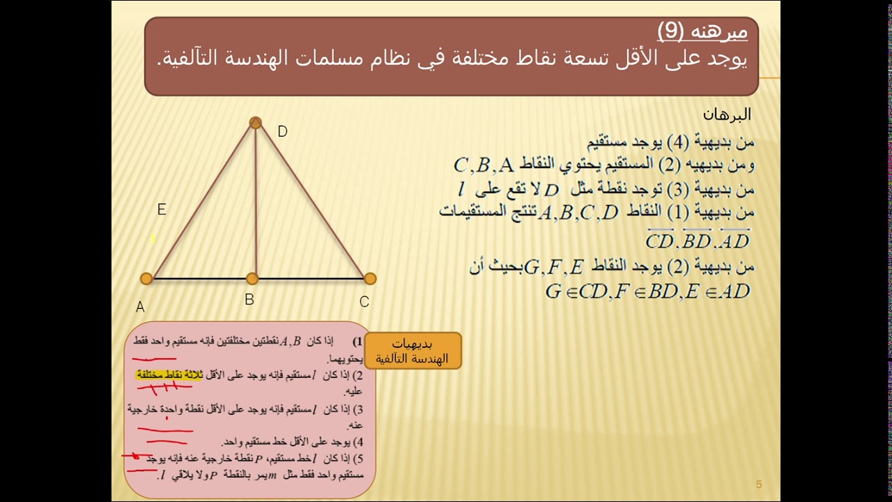 هندسة المسلمات النظم البديهية (الهندسة التآلفيه) المحاضرة الرابعة