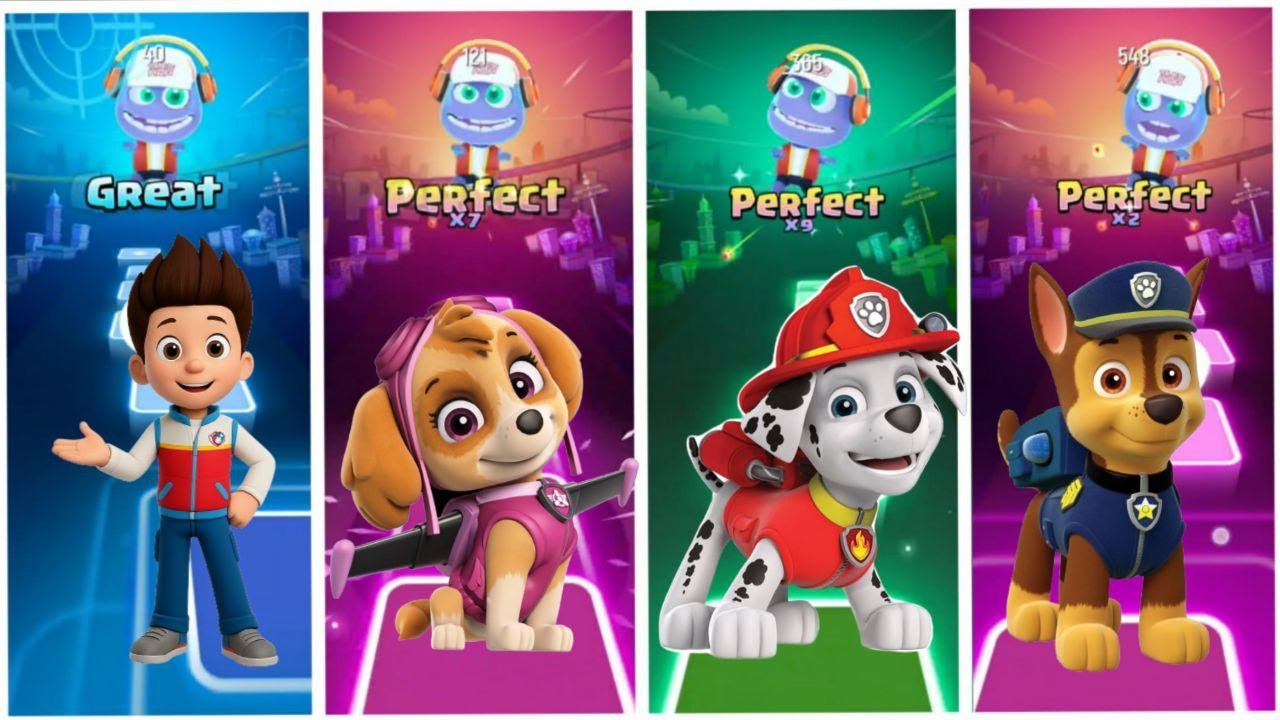 Ryder vs Skye vs Marshall vs Chase | Part 7 | Tiles Hop