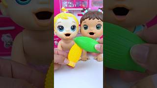 ASMR Unboxing Minnie Mouse &amp; Doll Eat Cherry Corn 🌽 🍒Toy | Satisfying ASMR Kitchen Set #shorts