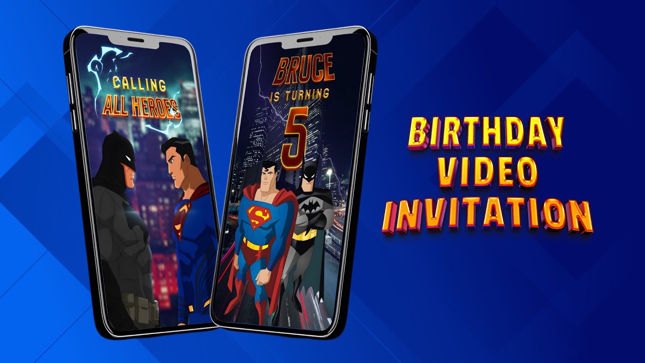 Birthday Video Invitation Batman and Superman