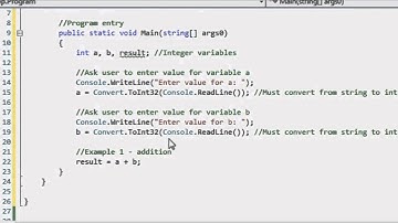C# - Variables - Int Example