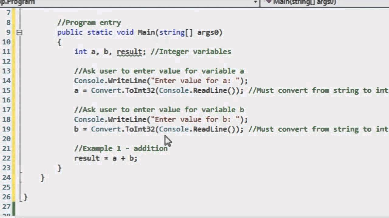C Variables Int Example YouTube