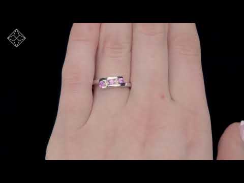 9K White Gold Diamond and Pink Sapphire Ring - E5755