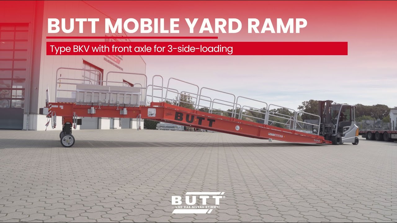 Three Side Ramp Mobile Front Axle Ramp for three-sided Loading | butt.de - YouTube