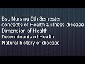 Concept of Health & illness disease, dimension ,determinants of Health, Natural history of disease.