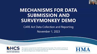 CARE Act Data Collection & Reporting: Mechanisms for Data Submission and SurveyMonkey® Demo