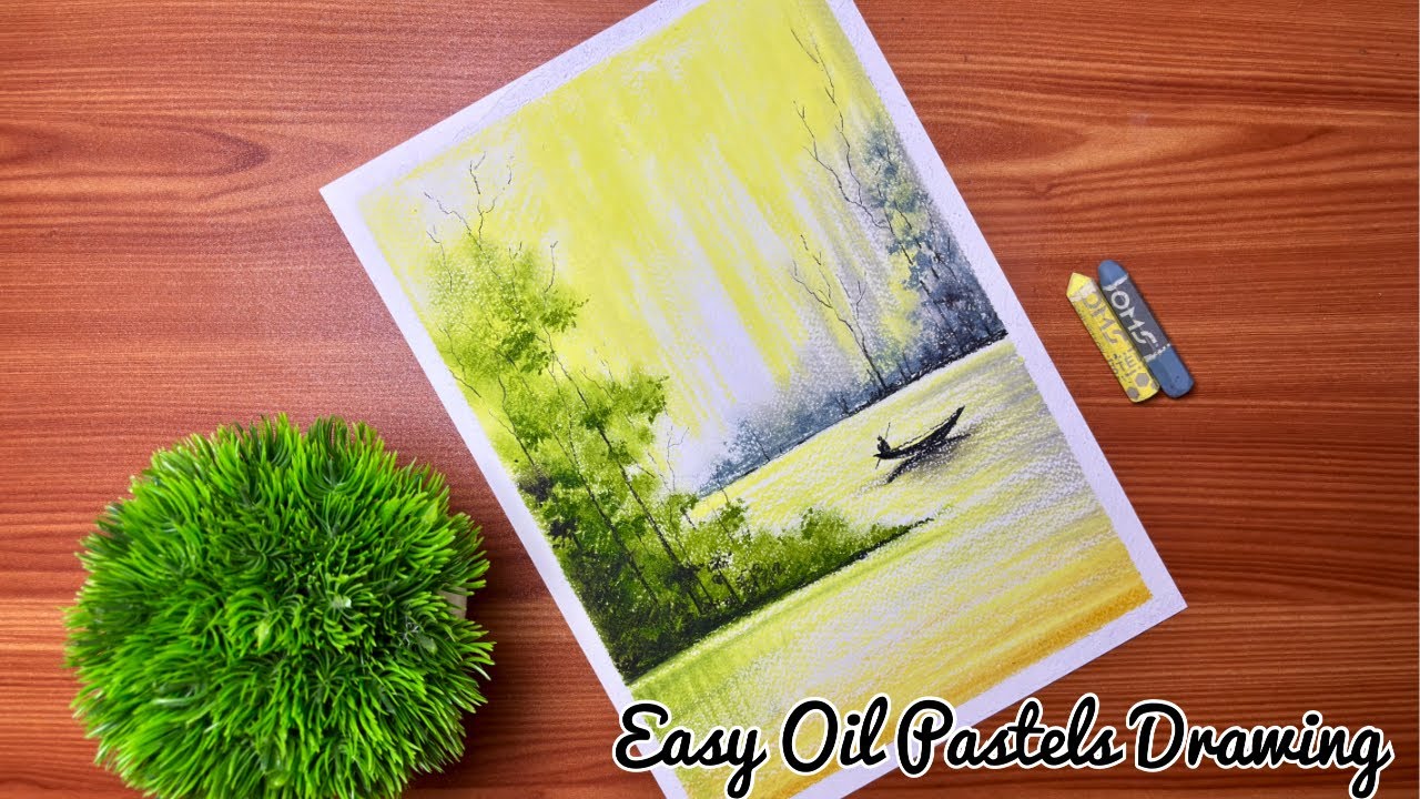 How to Draw Scenery | Easy Oil Pastels Drawing for Beginners 