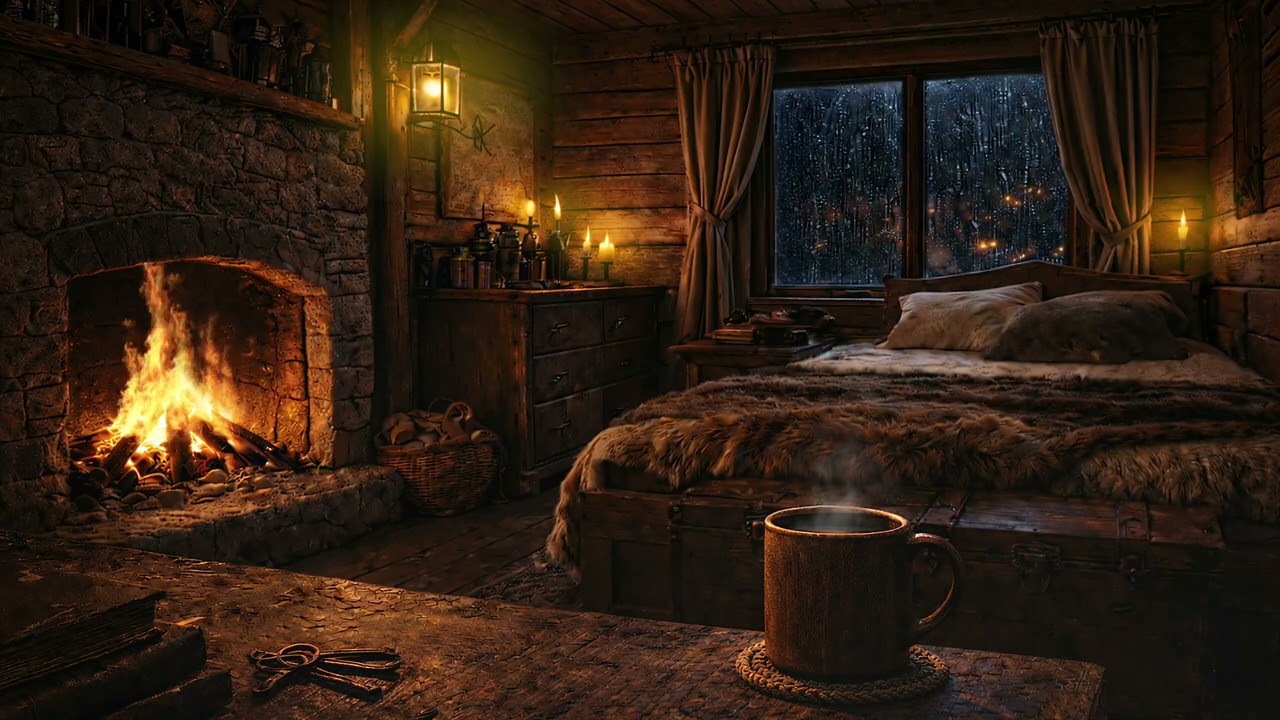 비가 오는데 따뜻한 불과 커피한잔 하며 푹 쉬세요.🔥🕯️4K ASMR