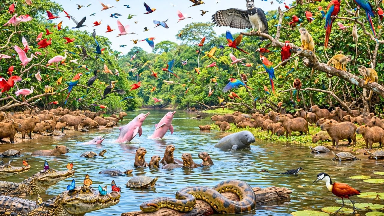 Relaxing Walk in the Amazon : The Most Beautiful Amazon Wildlife Moments (4K ASMR | No Music)